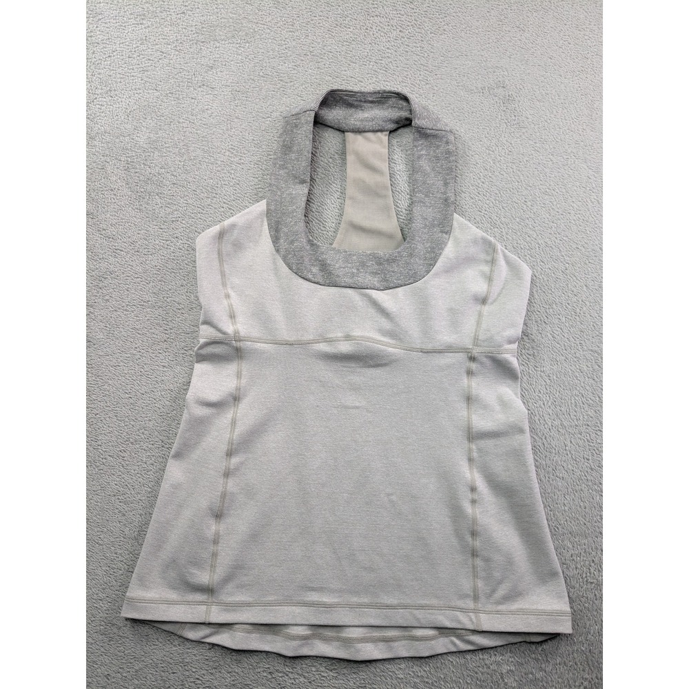 Lululemon Gray Racerback Tank Top Built-in Shelf Bra Size 8 Heathered Athletic